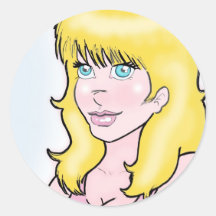 Coloured Ditsy Deena portrait Round Stickers
