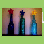 Coloured Glass Bottles with Daisies cards
