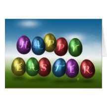 Coloured Happy Easter Eggs - Greeting Card