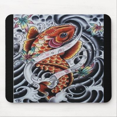 Coloured Koi Tattoo Mousepad by Keldug