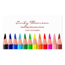 Coloured Pencils Teacher's Business Card
