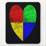 Coloured Woodgrain Block Heart mousepads