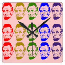 Colourful Abe Lincoln Wall Clock Peach