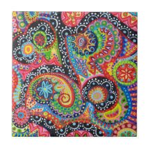 Colourful Abstract Art Ceramic Tile