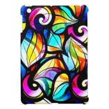 Colourful Abstract Swirls Stained Glass Look