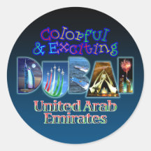 Colourful and Exciting Dubai Round Sticker