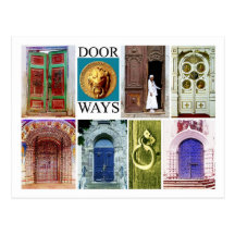 Colourful and inviting doorways post cards