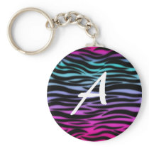 Colourful animal print initial keychain
