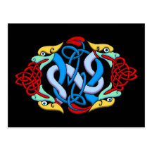 Colourful Antique Style Celtic Art Post Card