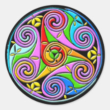 Colourful Antique Style Celtic Art Round Stickers