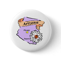 Colourful Arizona Map Gifts and Tees Pinback Button