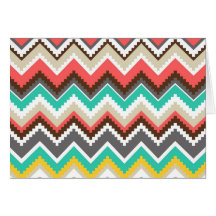 Colourful Aztec Tribal Chevron ZigZag Stripes Card
