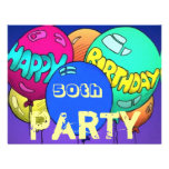Colourful Balloons Birthday Party ~w/ Age Template Custom Invite