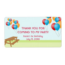Colourful balloons outdoor picnic party favour lab labels