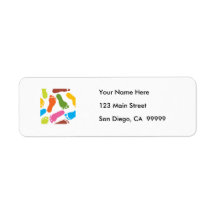 Colourful Bare Footprints Labels