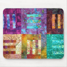 Colourful Batik Quilt Blocks Mouse Pads
