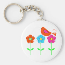 colourful bird with colourful flowers key chains