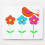 colourful bird with colourful flowers mouse pad
