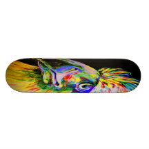 Colourful Birds Head and Beak Skate Boards