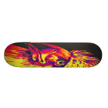 Colourful Birds Head and Beak, Yellows and Reds Skateboards