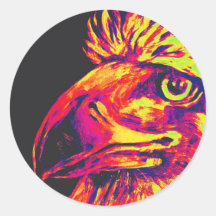 Colourful Birds Head and Beak, Yellows and Reds Round Sticker