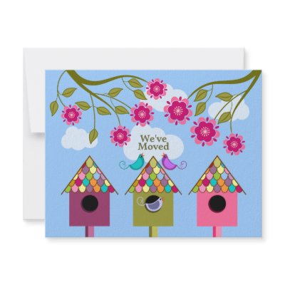 Colourful Birds Moving Announcement by SocialiteDesigns