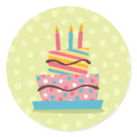 Colourful birthday cake on green background stickers
