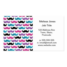 Colourful bling moustache pattern (Faux glitter) Business Cards