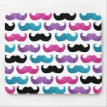 Colourful bling moustache pattern (Faux glitter) Mouse Pads