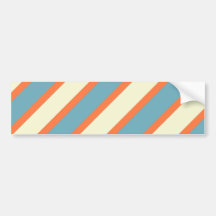 Colourful Blue and Orange Diagonal Stripes Pattern Bumper Sticker