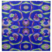 Colourful blue mosaic pattern cloth napkin