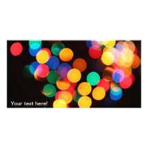 Colourful bokeh lights photo card