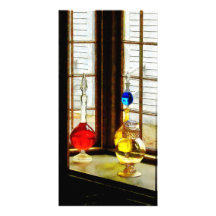 Colourful Bottles in Drug Store Window Personalized Photo Card
