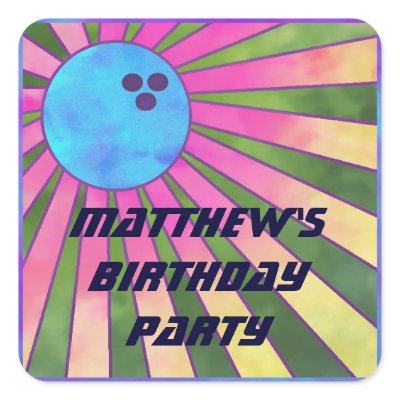 Colourful Bowling Birthday Party Sticker Retro 80s by OrangeBirdDesigns