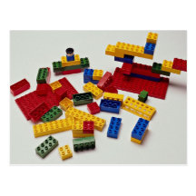 Colourful building blocks for kids post card