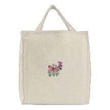 Colourful Butterflies on Flowers Emboirdered Bag