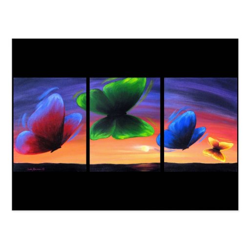 Colourful Butterfly Insects Painting - Multi Post Card