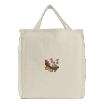 Colourful Butterfly on Flowers Emboirdered Bag