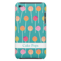 Colourful Cake Pops on Teal Pattern Barely There iPod Case
