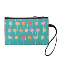 Colourful Cake Pops on Teal Pattern Change Purses