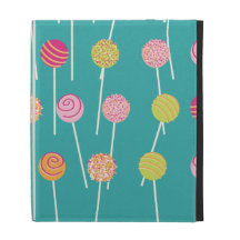 Colourful Cake Pops on Teal Pattern iPad Cases