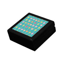 Colourful Cake Pops on Teal Pattern Trinket Box