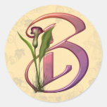Colourful Calla Initial B Round Sticker