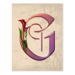 Colourful Calla Initial G Postcards