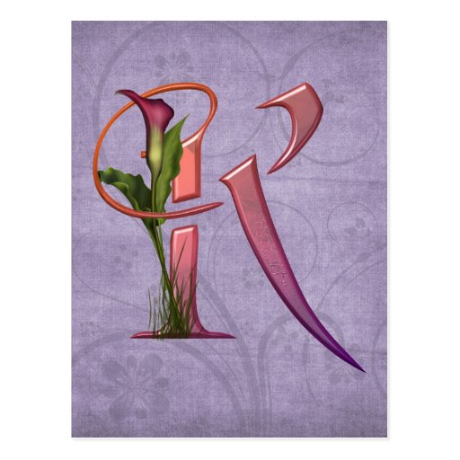 Colourful Calla Initial K Postcard