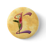 Colourful Calla Initial L Pinback Button
