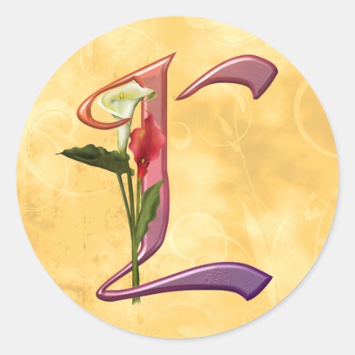 Colourful Calla Initial L Round Sticker