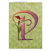 Colourful Calla Initial P Greeting Card
