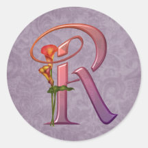Colourful Calla Initial R Round Stickers
