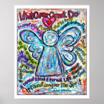 Colourful Cancer Angel Art Poster Print -White Edg